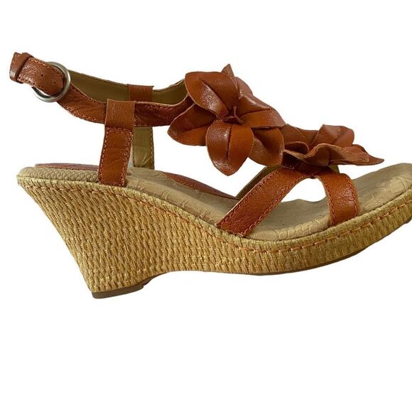 BOC Orange Flower Wedge Sandals Sz 8 - Picture 5 of 10